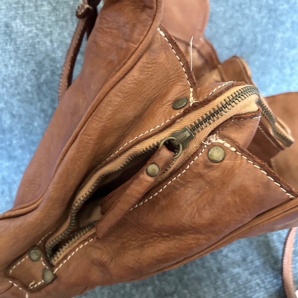 Costanza Rota Brown Leather Tote Bag Made in Italy Triple Compartment Cognac - Picture 9 of 12